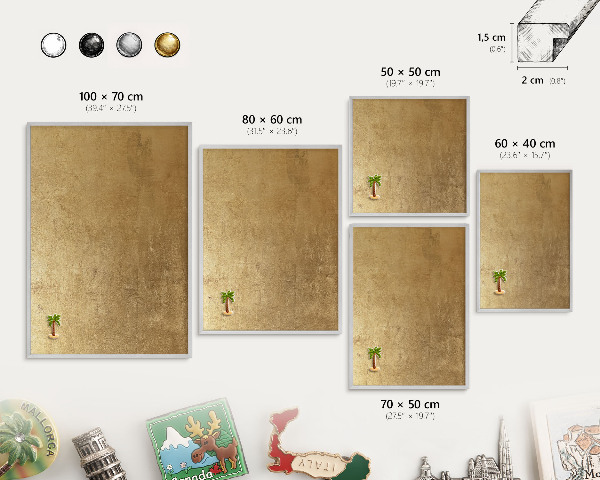 Tableau pour collection d'aimants cadre argenté Texture jaune