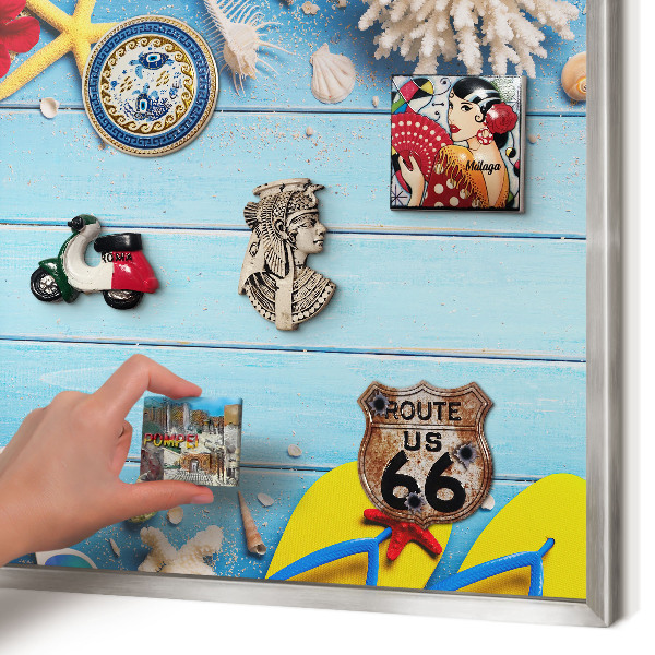 Tableau pour collection d'aimants cadre argenté Plage de vacances
