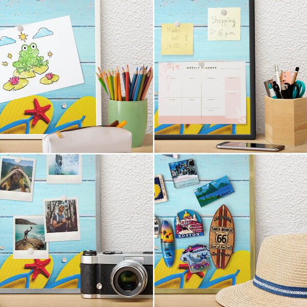 Tableau pour collection d'aimants cadre argenté Plage de vacances