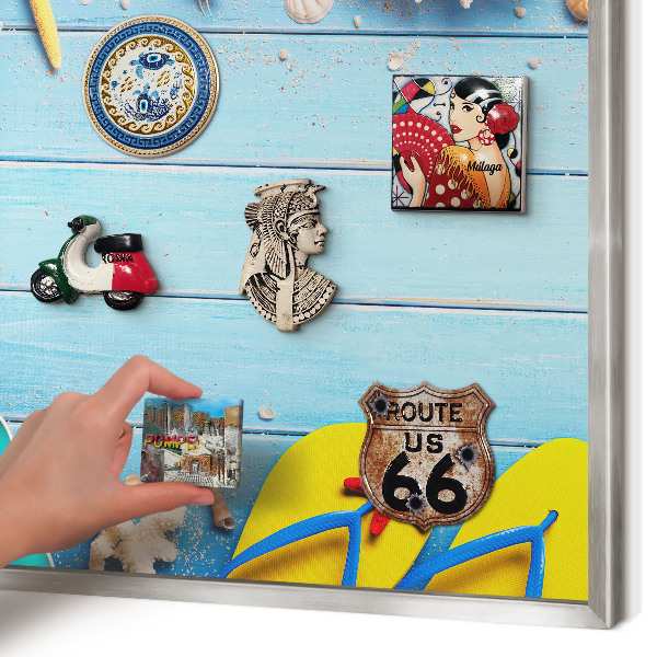 Tableau pour collection d'aimants cadre argenté Plage de vacances