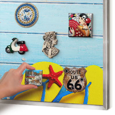 Tableau pour collection d'aimants cadre argenté Plage de vacances