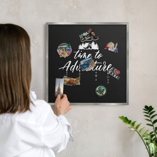 Tableau pour collection d'aimants cadre argenté L'aventure vous attend