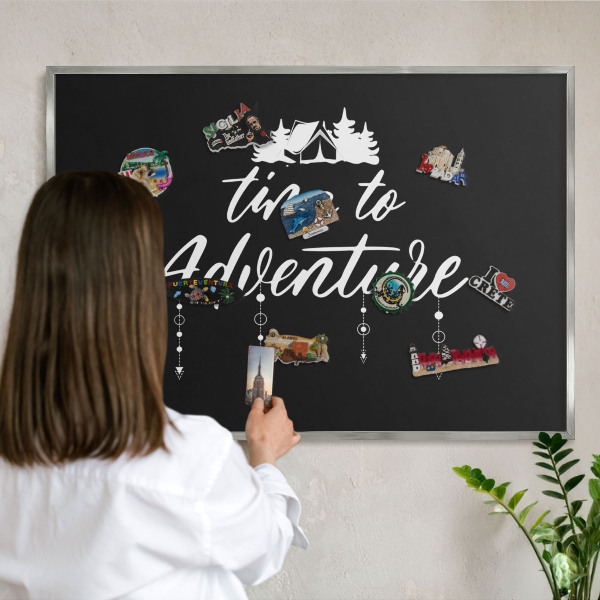 Tableau pour collection d'aimants cadre argenté L'aventure vous attend