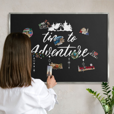 Tableau pour collection d'aimants cadre argenté L'aventure vous attend