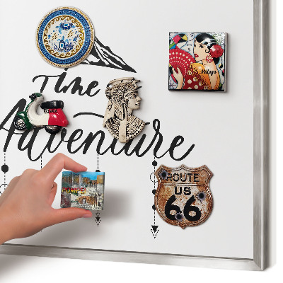 Tableau magnétique décoratif avec cadre argenté Aventure en montagne