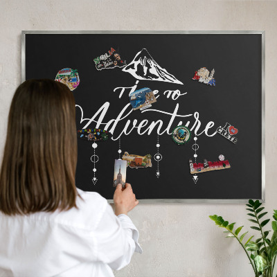 Tableau pour collection d'aimants cadre argenté L'aventure vous attend