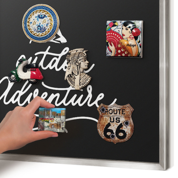 Tableau pour collection d'aimants cadre argenté Aventure en plein air