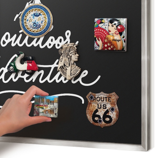Tableau pour collection d'aimants cadre argenté Aventure en plein air