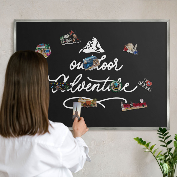 Tableau pour collection d'aimants cadre argenté Aventure en plein air