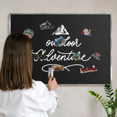Tableau pour collection d'aimants cadre argenté Aventure en plein air