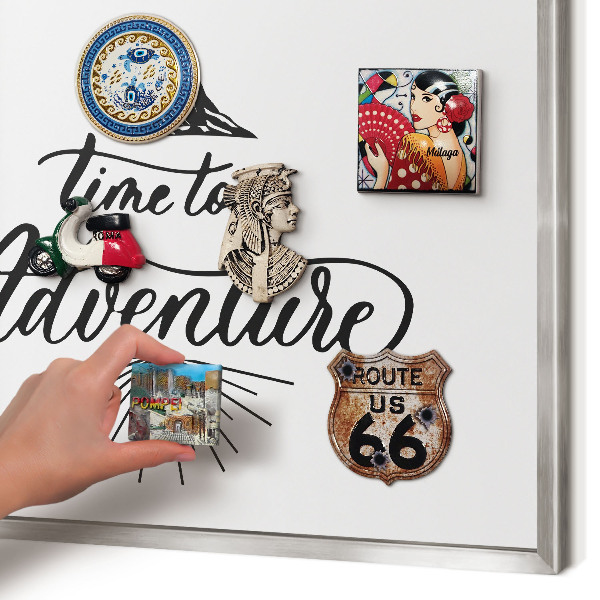 Tableau magnétique décoratif avec cadre argenté Le voyage de découverte