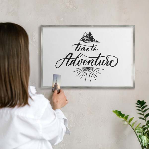 Tableau magnétique décoratif avec cadre argenté Le voyage de découverte