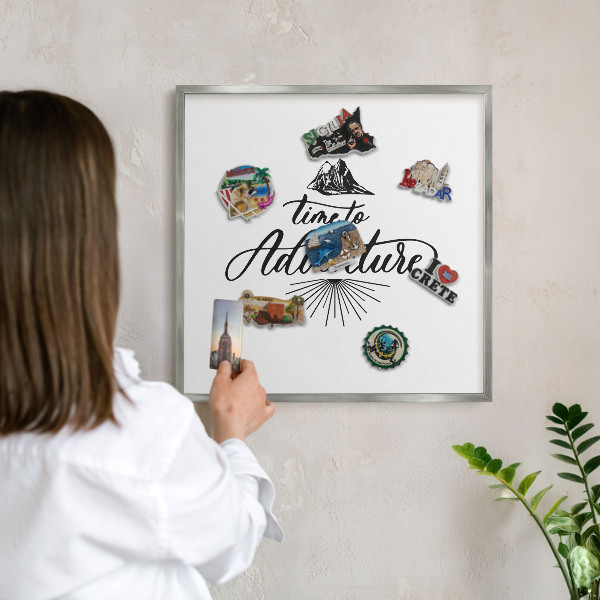 Tableau magnétique décoratif avec cadre argenté Le voyage de découverte