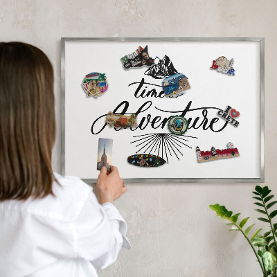 Tableau magnétique décoratif avec cadre argenté Le voyage de découverte