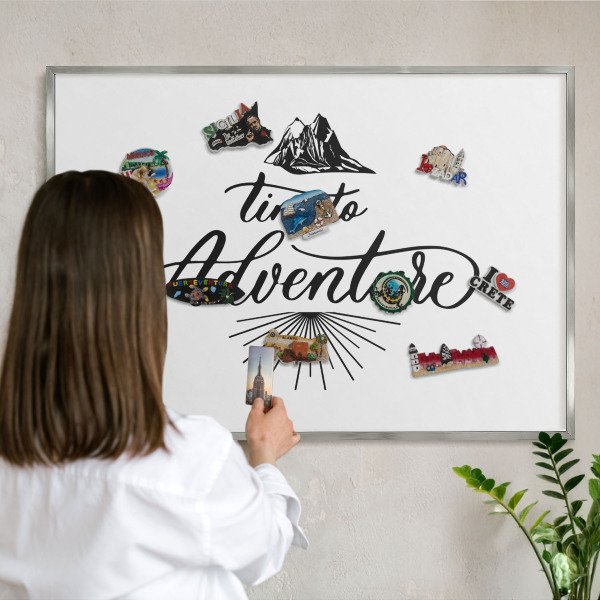 Tableau magnétique décoratif avec cadre argenté Le voyage de découverte