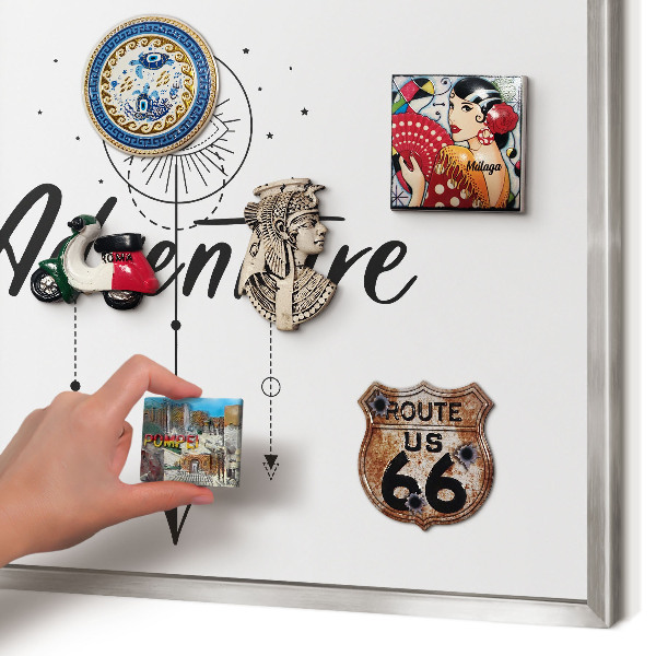 Tableau magnétique décoratif avec cadre argenté Thème aventure