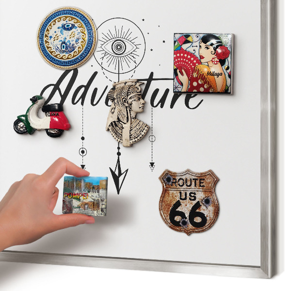 Tableau magnétique décoratif avec cadre argenté Thème aventure