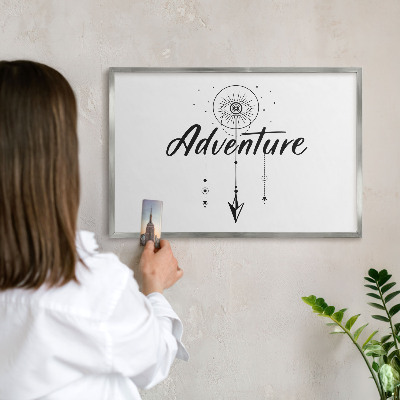 Tableau magnétique décoratif avec cadre argenté Thème aventure