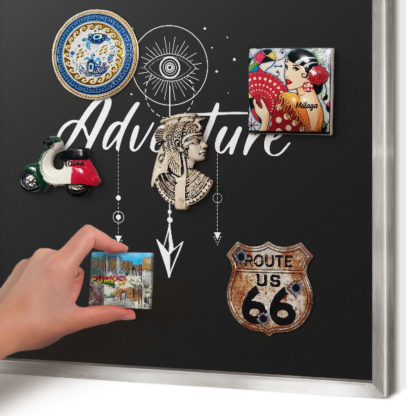 Tableau pour collection d'aimants cadre argenté L'aventure vous attend