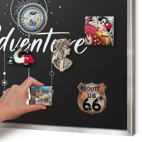 Tableau pour collection d'aimants cadre argenté L'aventure vous attend