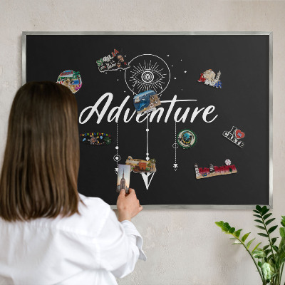 Tableau pour collection d'aimants cadre argenté L'aventure vous attend