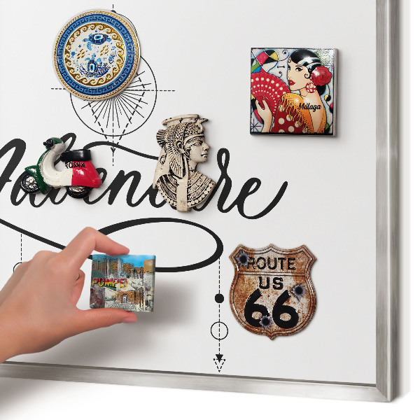 Tableau magnétique décoratif avec cadre argenté Aventure typographique