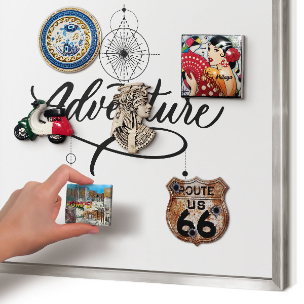 Tableau magnétique décoratif avec cadre argenté Aventure typographique
