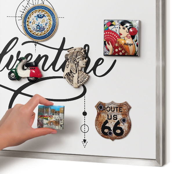 Tableau magnétique décoratif avec cadre argenté Aventure typographique
