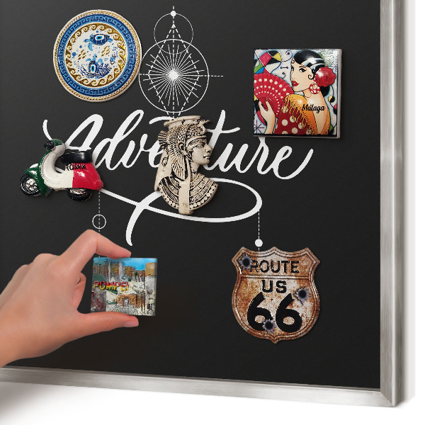 Tableau pour collection d'aimants cadre argenté Inspiration de voyage