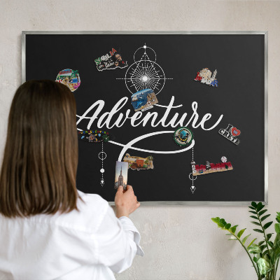 Tableau pour collection d'aimants cadre argenté Inspiration de voyage