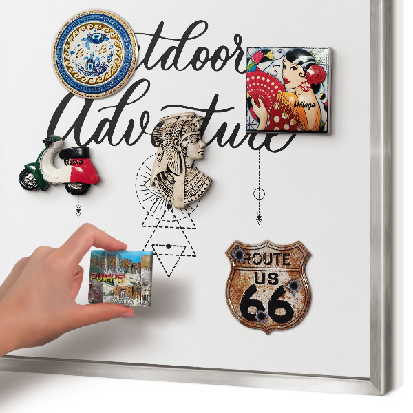 Tableau magnétique décoratif avec cadre argenté Aventure en plein air