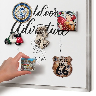 Tableau magnétique décoratif avec cadre argenté Aventure en plein air