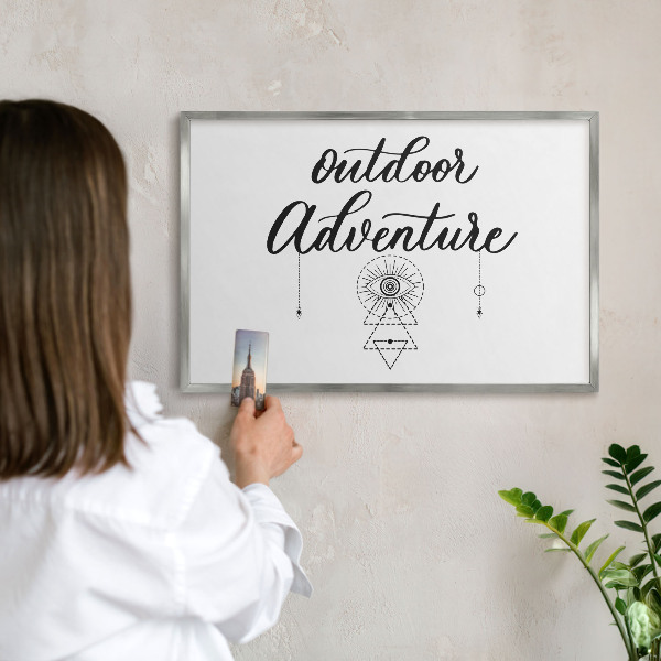 Tableau magnétique décoratif avec cadre argenté Aventure en plein air
