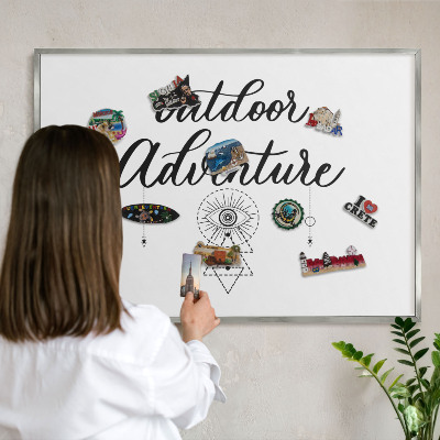 Tableau magnétique décoratif avec cadre argenté Aventure en plein air