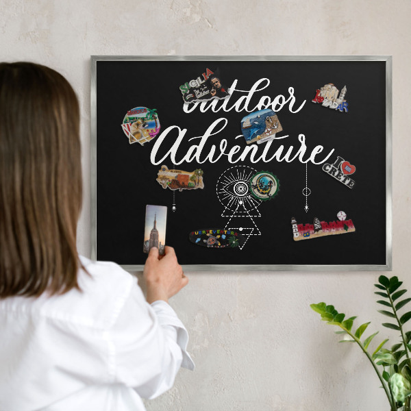 Tableau pour collection d'aimants cadre argenté Aventure en plein air