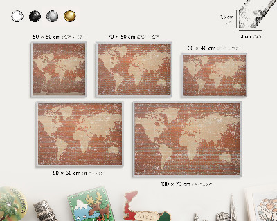 Tableau pour collection d'aimants cadre argenté Carte en briques