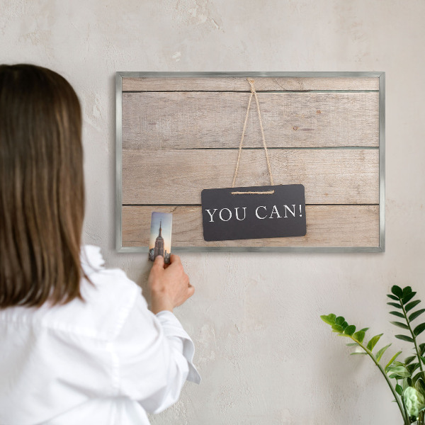 Tableau magnétique décoratif avec cadre argenté De la motivation au quotidien