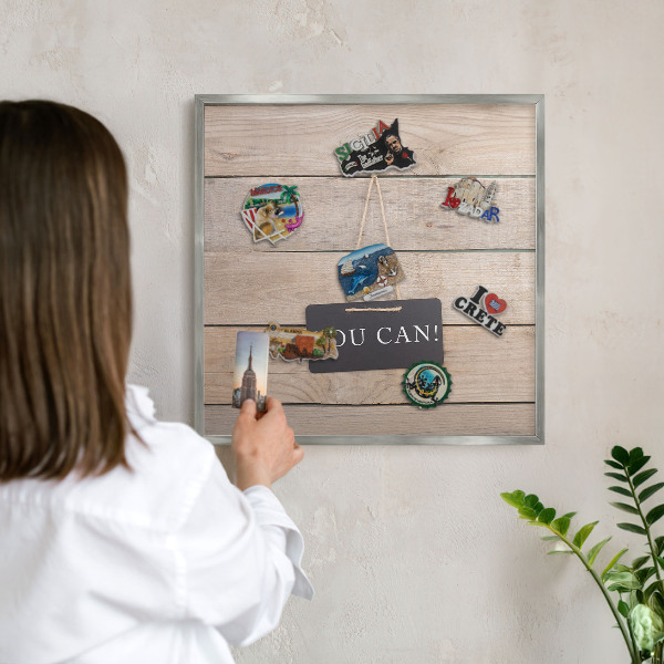 Tableau magnétique décoratif avec cadre argenté De la motivation au quotidien