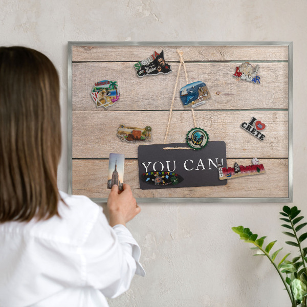 Tableau magnétique décoratif avec cadre argenté De la motivation au quotidien