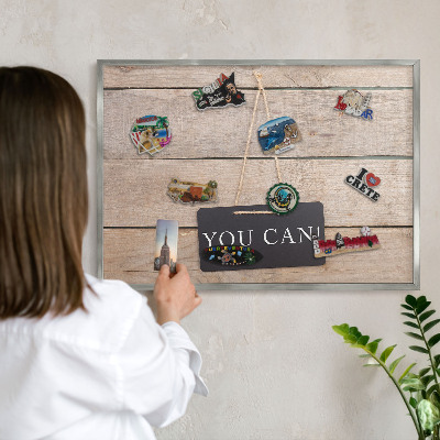 Tableau magnétique décoratif avec cadre argenté De la motivation au quotidien