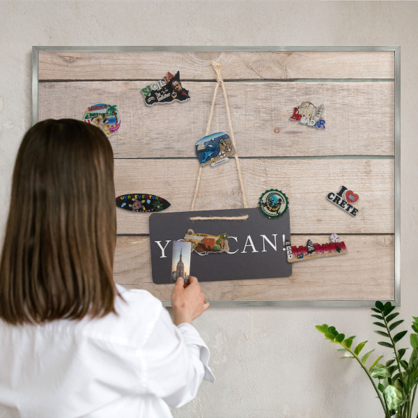 Tableau magnétique décoratif avec cadre argenté De la motivation au quotidien