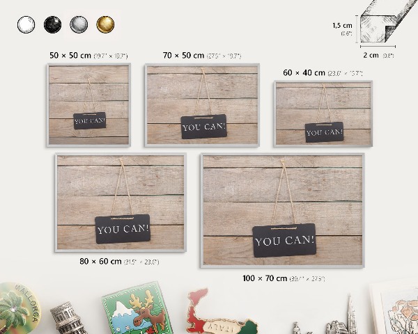 Tableau magnétique décoratif avec cadre argenté De la motivation au quotidien