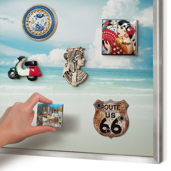 Tableau pour collection d'aimants cadre argenté Harmonie maritime