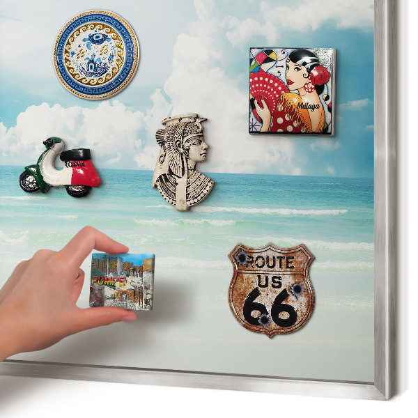 Tableau pour collection d'aimants cadre argenté Harmonie maritime