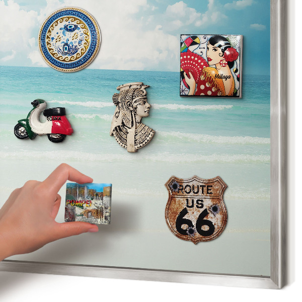 Tableau pour collection d'aimants cadre argenté Harmonie maritime