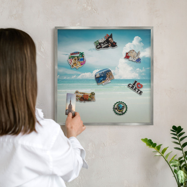 Tableau pour collection d'aimants cadre argenté Harmonie maritime