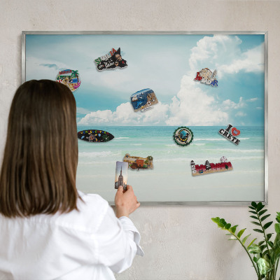 Tableau pour collection d'aimants cadre argenté Harmonie maritime