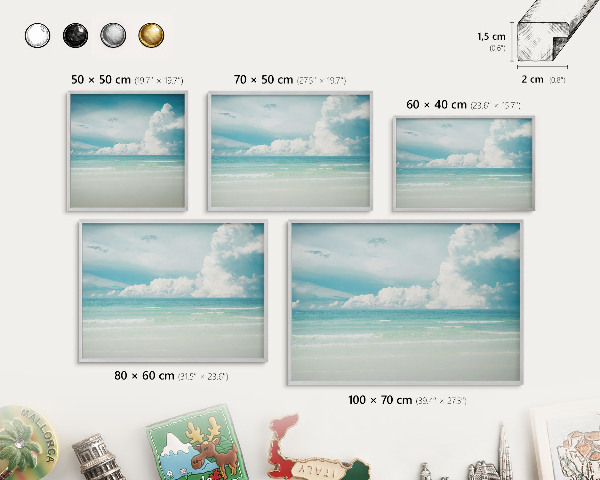 Tableau pour collection d'aimants cadre argenté Harmonie maritime