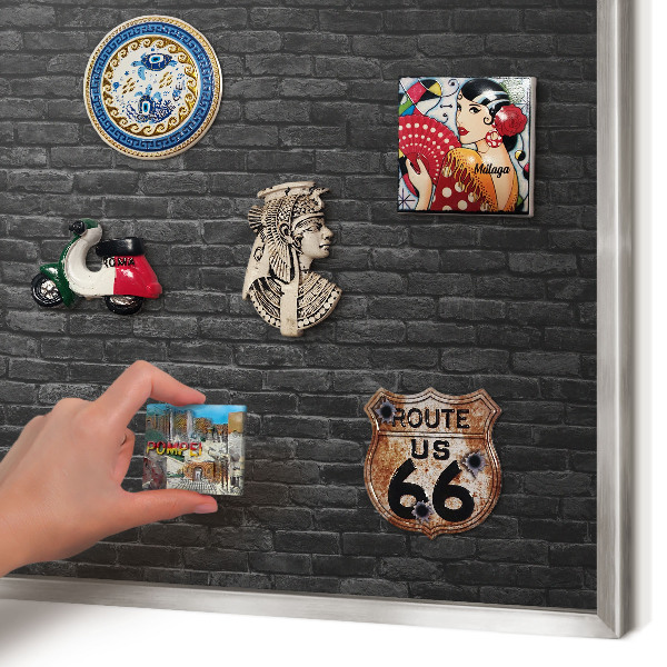 Tableau magnétique décoratif avec cadre argenté Mur de briques