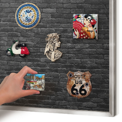 Tableau magnétique décoratif avec cadre argenté Mur de briques
